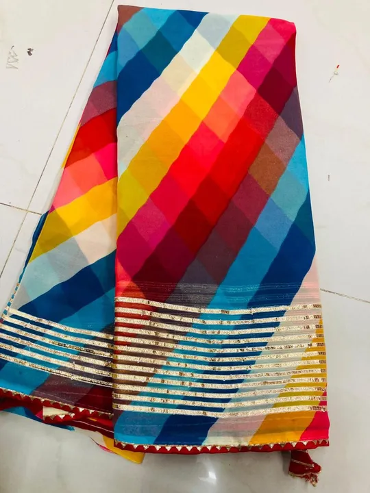 *Sawan Special Traditional Lahriya*  New Collection of Traditional Lahariya Saree  georgette fabric  uploaded by Marwadi Businessmen on 7/30/2023