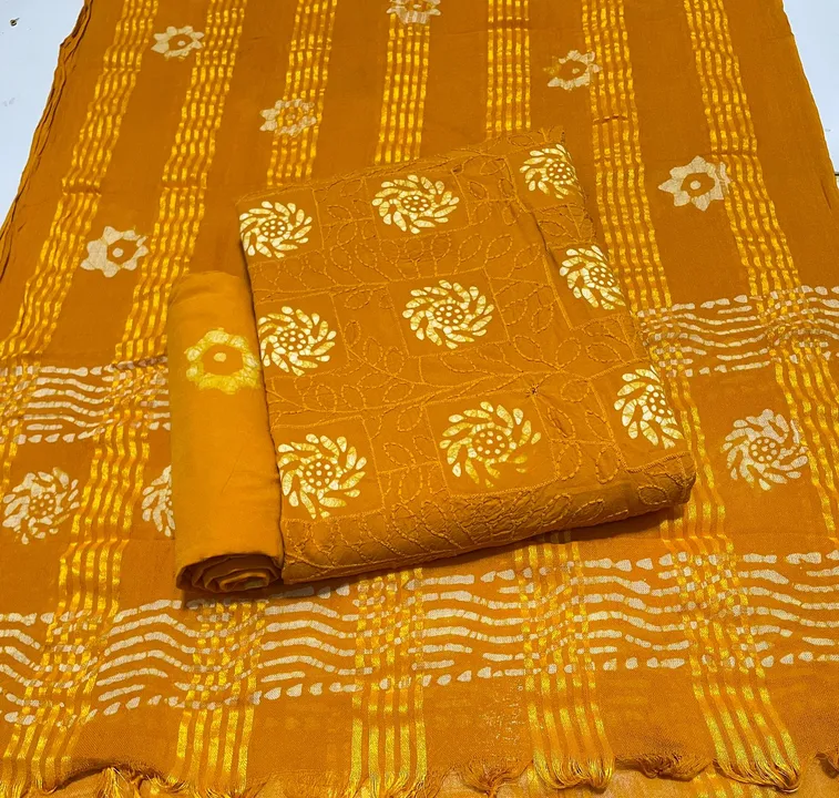 wax batik with embrodired dress material uploaded by JAY K ART on 7/30/2023