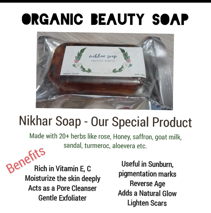Organic herbal soap Nikhar mrp 120/- uploaded by Sarfan on 7/30/2023