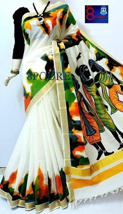 cotton hand print saree  uploaded by Matri Saree Center on 7/30/2023
