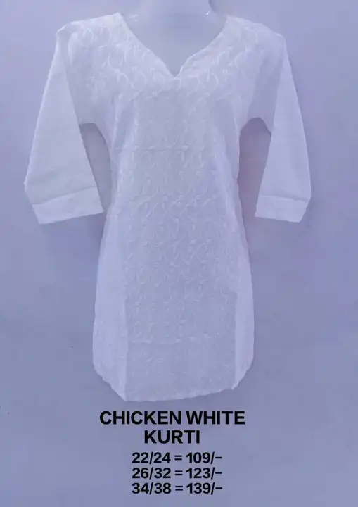 Chicken white kurti  uploaded by business on 7/30/2023