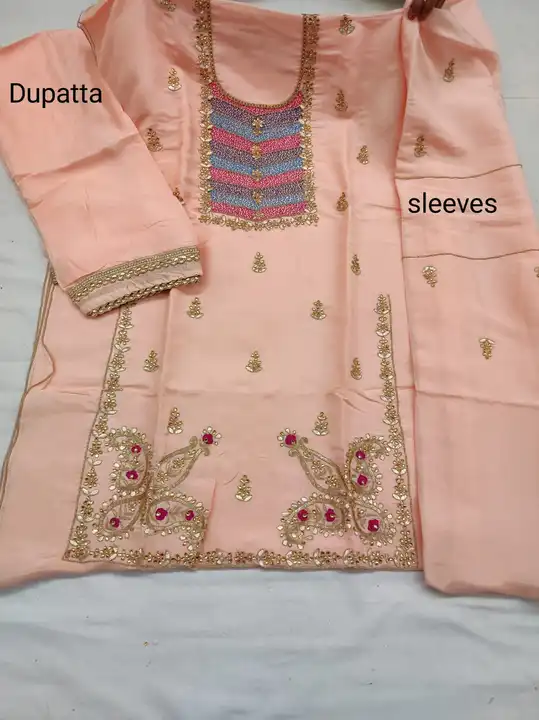 Upada silk suit with cinon dupatta  uploaded by Manish sales on 7/30/2023