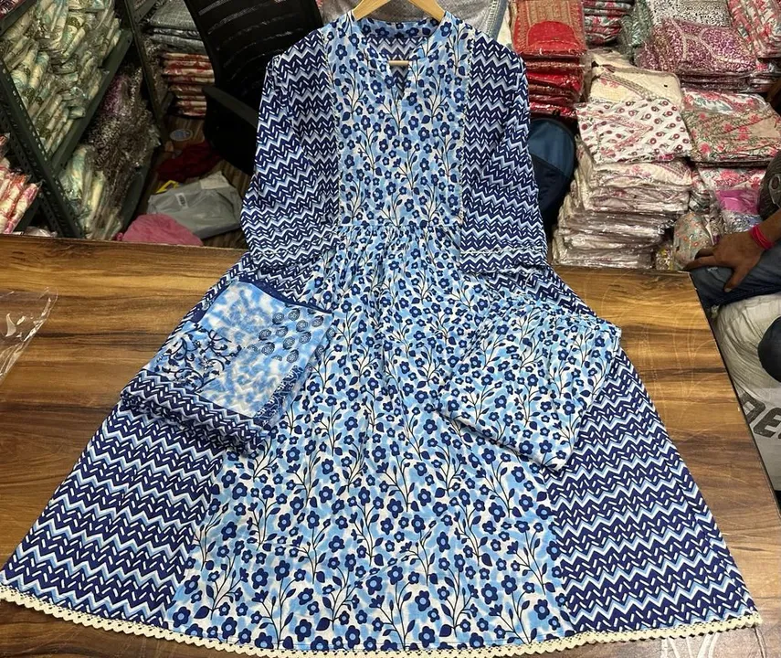 *New lounch*

Beautiful 🥰 outfit in three piece suit in very Beautiful print Fabric is premium Qual uploaded by Gota Patti manufacturing on 7/30/2023