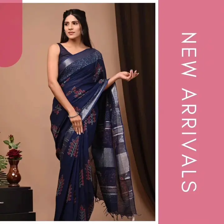 Linen saree  uploaded by business on 7/30/2023