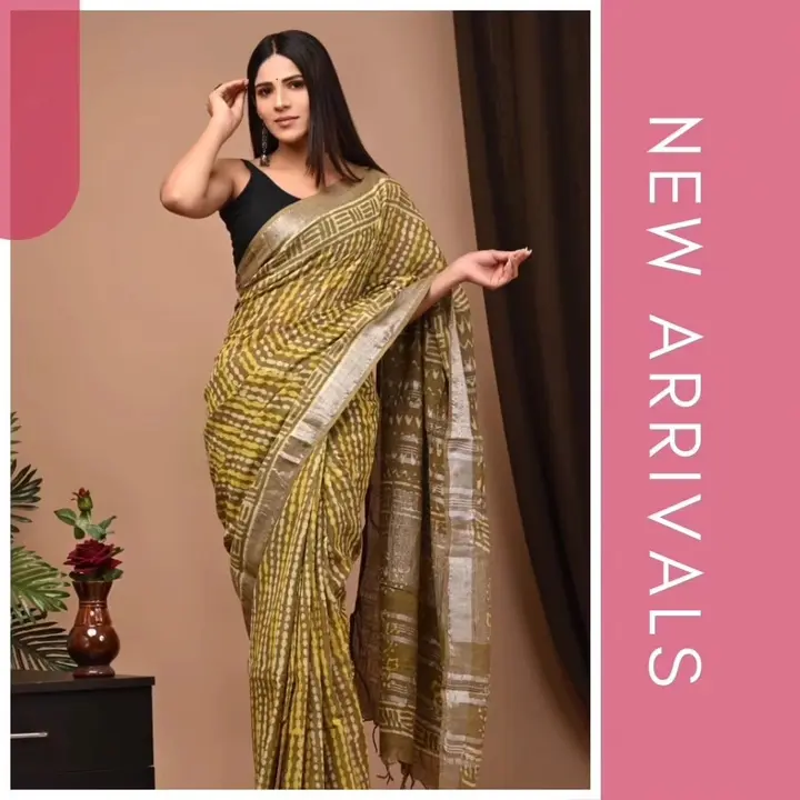 Linen saree  uploaded by Khushi Handicrafts on 7/30/2023