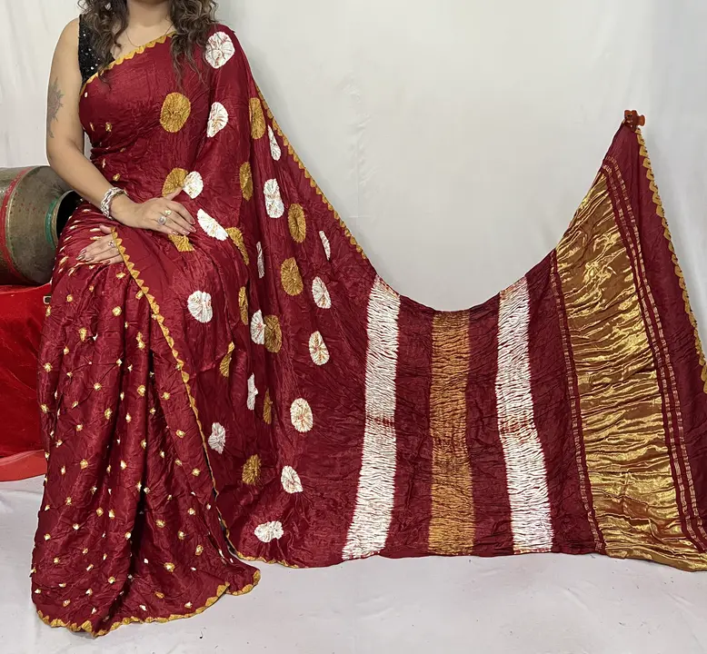 Modal silk sibory with bandhani saree  uploaded by Block print saree on 7/31/2023