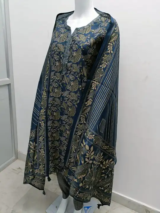 Modal Chanderi Foil Print With Embroidery Work 
Size - 40to 44
 uploaded by M.R Fashion on 7/31/2023