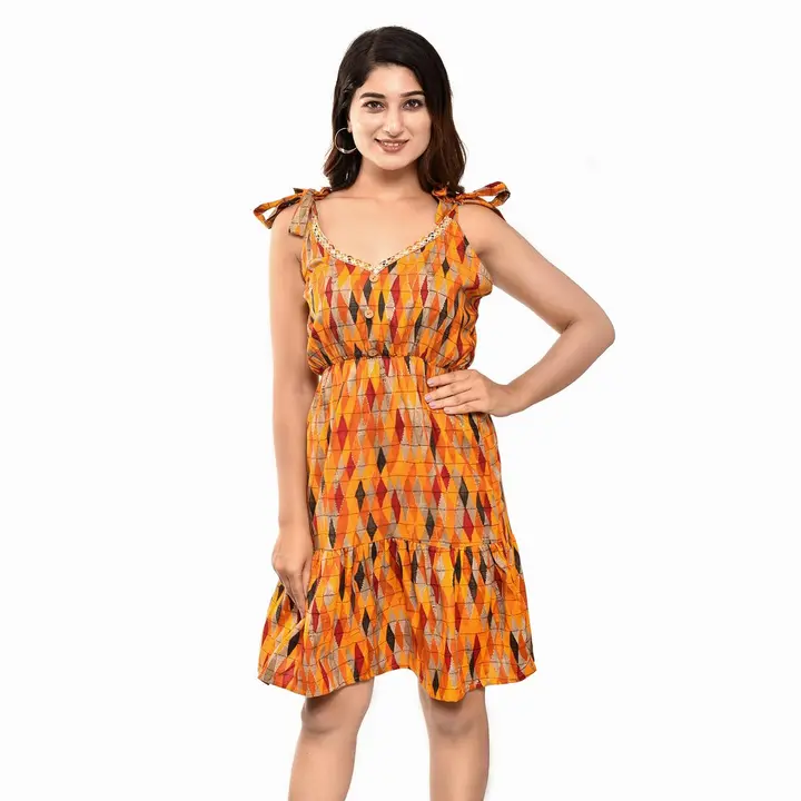 Printed Short rayon dress with embroidery  uploaded by Abakshi outfits on 7/31/2023