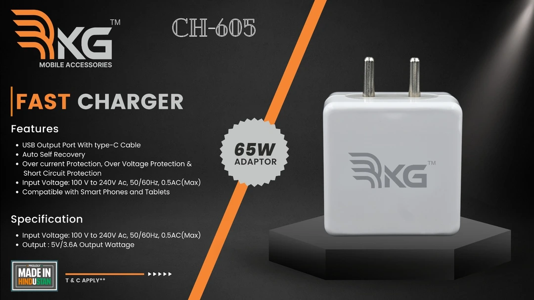 65w charger  uploaded by A. M. Traders(RKG BRAND) on 7/31/2023