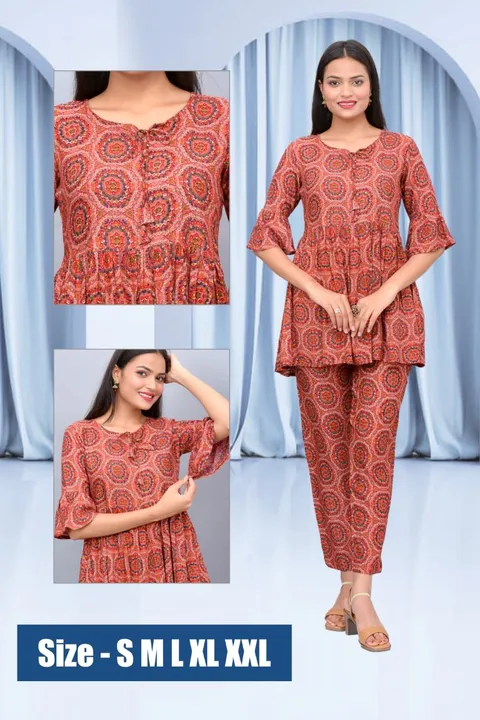 Printed Rayon co-ord set  uploaded by Abakshi outfits on 7/31/2023