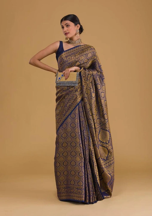 Rich pallu with allover Golden zari weaving design saree  uploaded by DHANANJAY CREATIONS on 7/31/2023