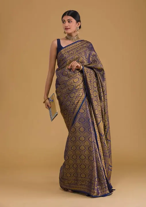 Rich pallu with allover Golden zari weaving design saree  uploaded by DHANANJAY CREATIONS on 7/31/2023