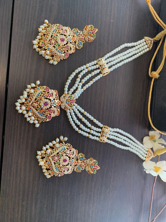 Hyderabadi jewelry pearls sets  uploaded by Beauty ,clothes ,jewelry on 7/31/2023