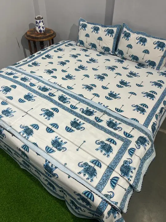 Cotton bedsheet with pillow and dohor uploaded by business on 7/31/2023