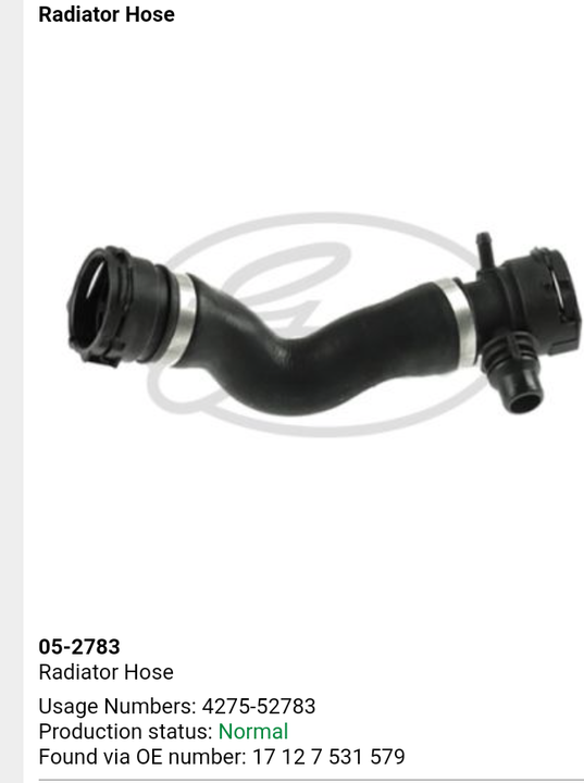 radiator hose for BMW uploaded by VDA Trading Company on 3/18/2021