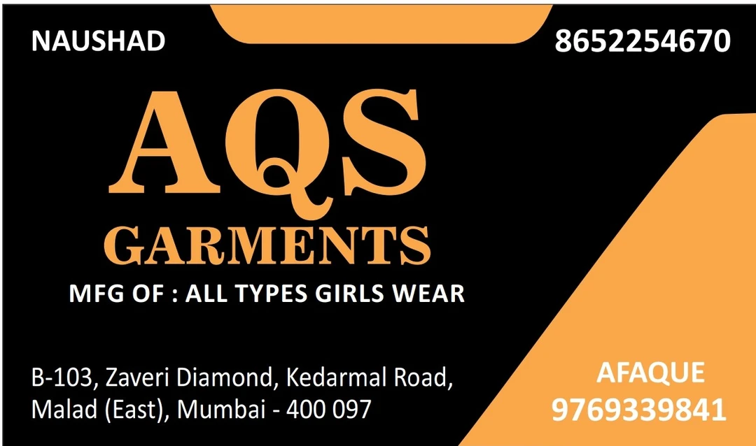 Visiting card store images of Aqs Garments