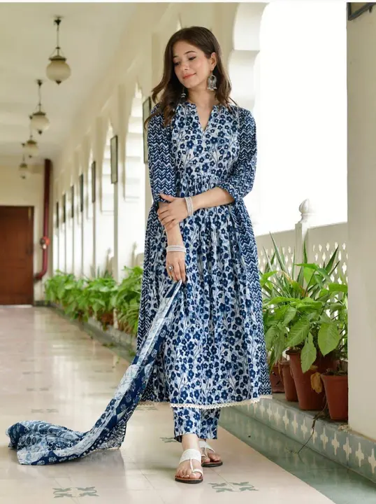 *New lounch*

Beautiful 🥰 outfit in three piece suit in very Beautiful print Fabric is premium Qual uploaded by Mahipal Singh on 8/1/2023