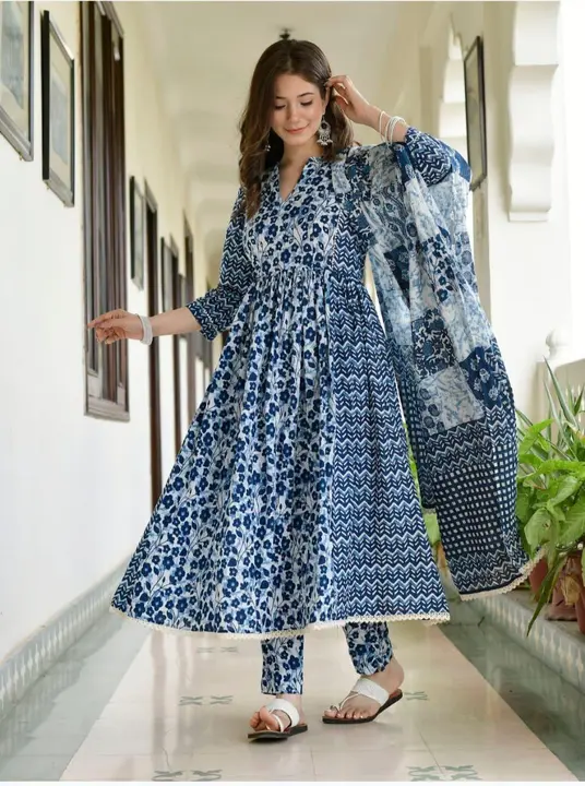 *New lounch*

Beautiful 🥰 outfit in three piece suit in very Beautiful print Fabric is premium Qual uploaded by Mahipal Singh on 8/1/2023