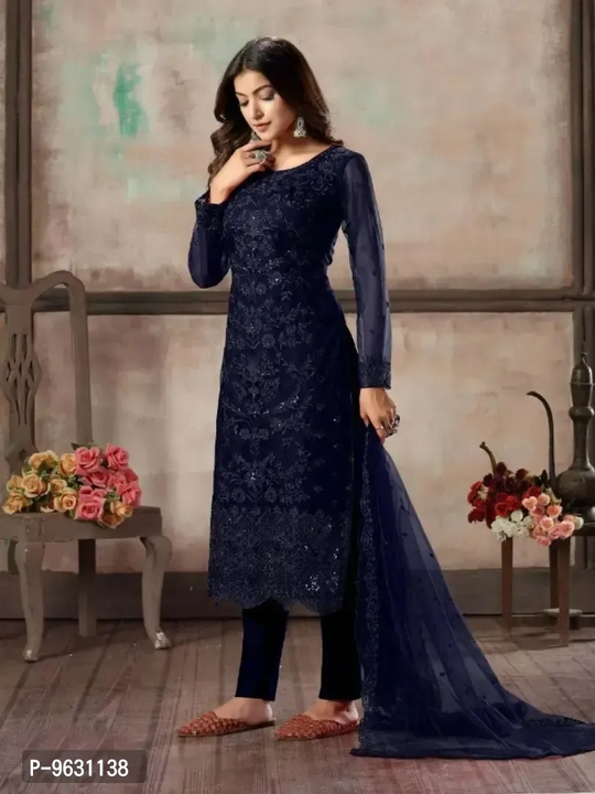Classic Net Embroidered Dress Material With Dupatta  uploaded by business on 8/1/2023