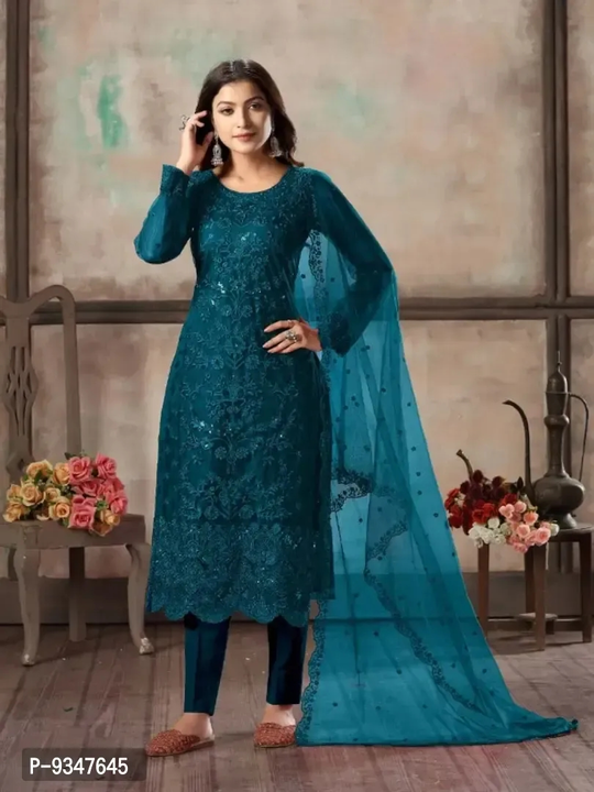 Classic Net Embroidered Dress Material With Dupatta  uploaded by Mayukh Online Store. on 8/1/2023
