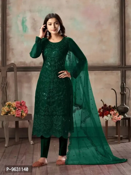 Classic Net Embroidered Dress Material With Dupatta  uploaded by Mayukh Online Store. on 8/1/2023