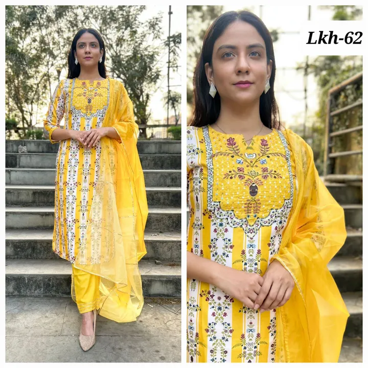 Party Wear Designer Kurta with Pant and Duppatta  uploaded by Vihu fashion on 8/1/2023