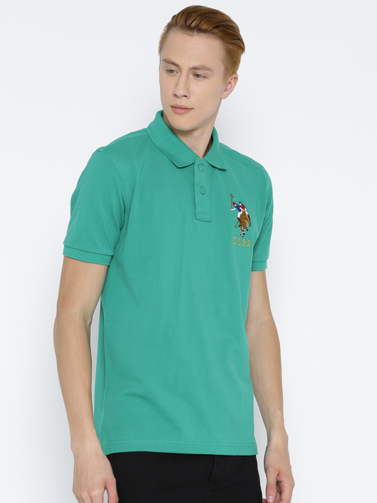polo collar green half-sleeve t-shirt for men!  uploaded by Hotbutton.in  on 8/1/2023