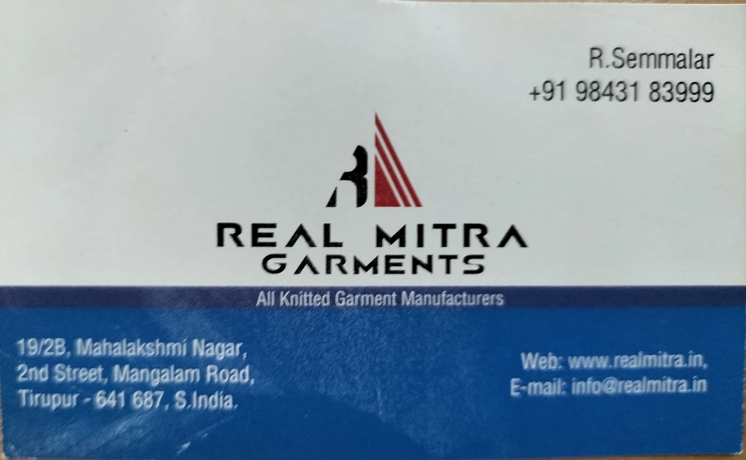 Visiting card store images of Real Mitra Garments