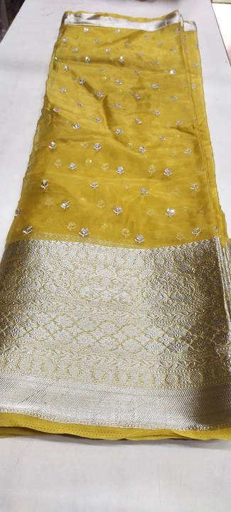 Organza Border work Fabric width 44 inch suitable for Lehenga Blouse width 44inch moq 10mtr uploaded by Nuclear Traders on 8/1/2023