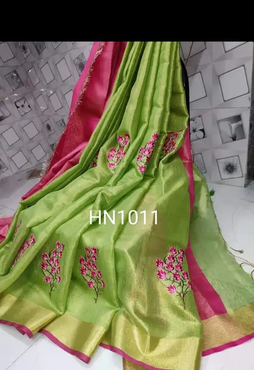 Linen Tissue Saree Embroidery Work  uploaded by Handloom Plus  on 8/1/2023