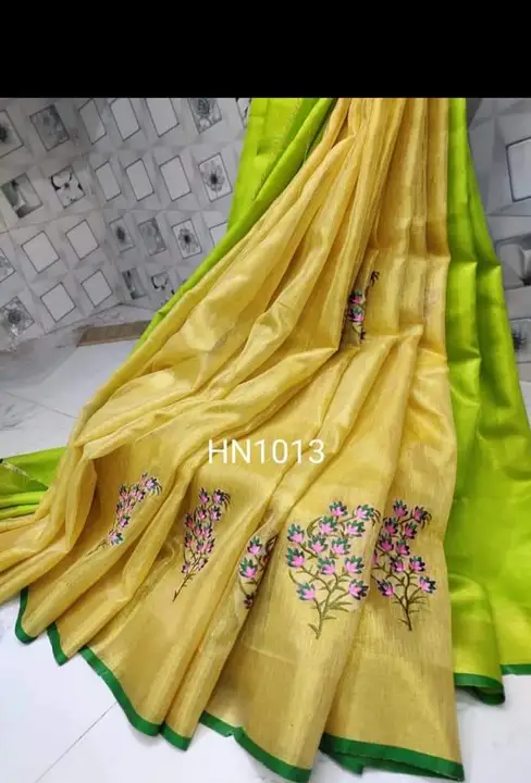 Linen Tissue Saree Embroidery Work  uploaded by Handloom Plus  on 8/1/2023