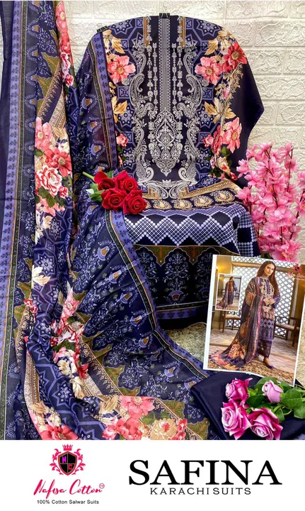*👗NAFISHA COTTON 👗*

*Launches its New Catalog: SAFINA KARACHI SUITS *

*Fabric Details:*

*👗TOP: uploaded by Fashion Textile  on 8/1/2023