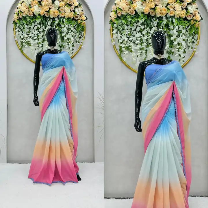 *New Update*  Looking some one for this same colour beautiful Designer Saree On Georgette Febric wit uploaded by Marwadi Businessmen on 8/1/2023