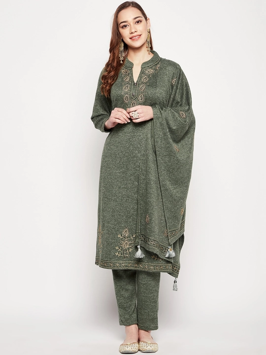 Women stylish Embroidery woolen kurti set 
Stock c uploaded by KR textile sweater manufacture on 8/1/2023