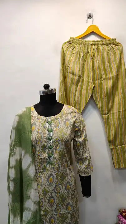 Cotton Kurti pant dupatta set uploaded by Nisha fabrics on 8/1/2023