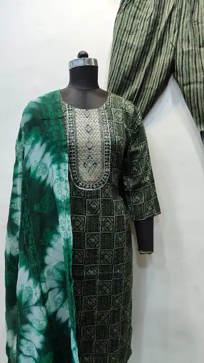 Cotton Kurti pant dupatta set uploaded by Nisha fabrics on 8/1/2023
