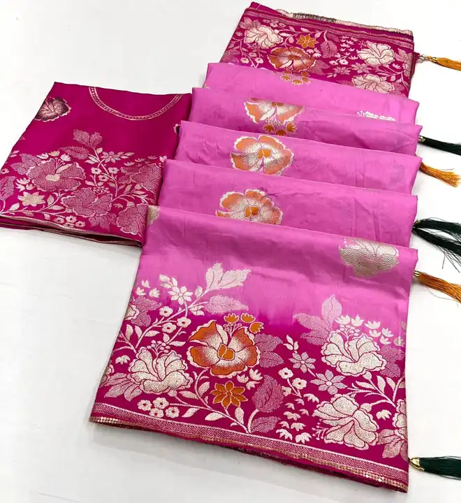 Soft pure Maslin Viscos weaving saree with allover zari weaving with multi color floral weave motifs uploaded by Miss Lifestyle on 8/1/2023