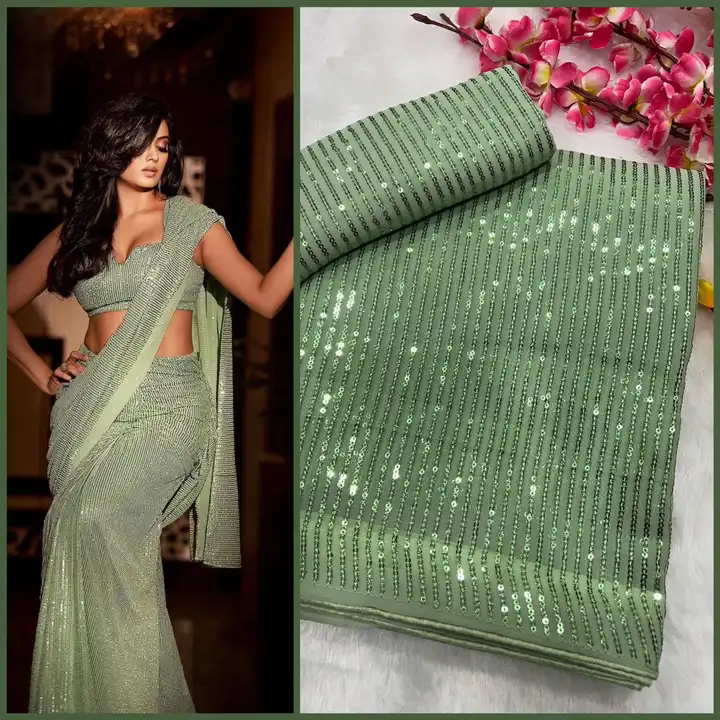 Georgette   Sequance saree uploaded by Tulika butique on 8/1/2023