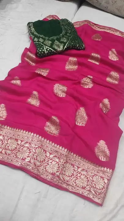 Sale sale sale sale 
Super new design launch
👉👉pure rasien banrshi dola silk fabric
👉banrshi zari uploaded by Gotapatti manufacturer on 8/2/2023
