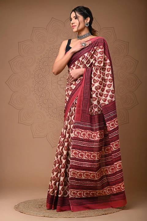 Ajrakh handblock saree uploaded by Khushi Handicrafts on 8/2/2023