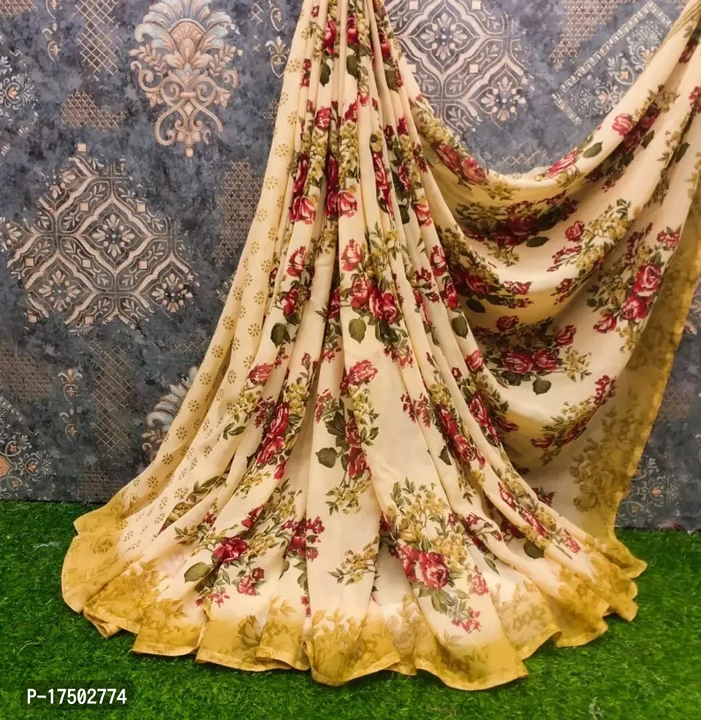 Georgette Floral Printed Sarees with Blouse Piece uploaded by business on 8/2/2023