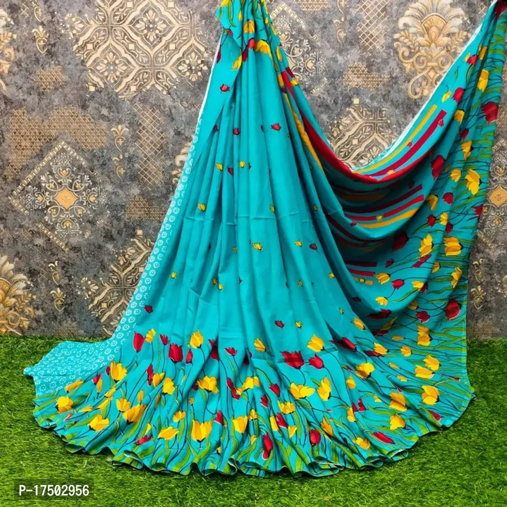 Georgette Floral Printed Sarees with Blouse Piece uploaded by Best product on 8/2/2023