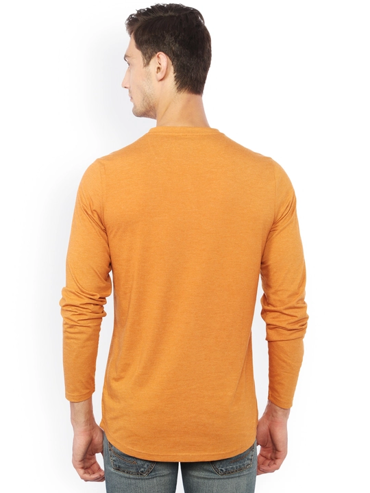 hot button full-sleeve henley neck solid yellow t-shirt for men uploaded by Hotbutton.in  on 8/2/2023