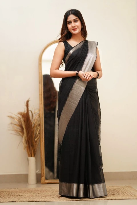 Rich pallu with allover silver weaving design saree  uploaded by DHANANJAY CREATIONS on 8/2/2023