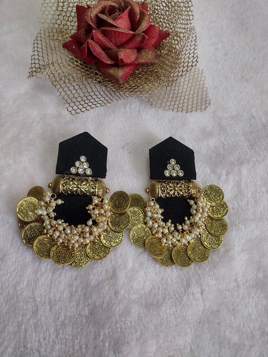 Golden coin earrings  uploaded by Mantra handcrafted jewellery collec on 8/2/2023