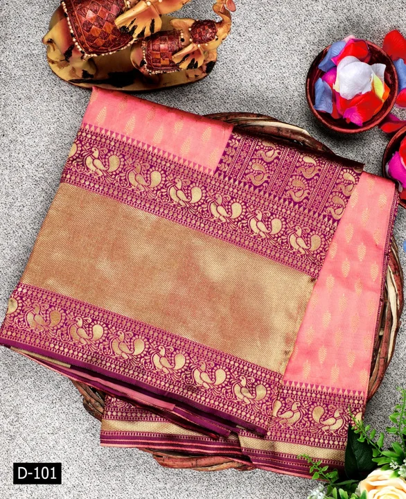 Kanchipuram Silk Saree twinkles merrily with gold zari floral brocade uploaded by LUXURYANT EXPORT on 8/2/2023