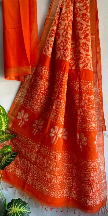 Linen slub saree  uploaded by business on 8/2/2023
