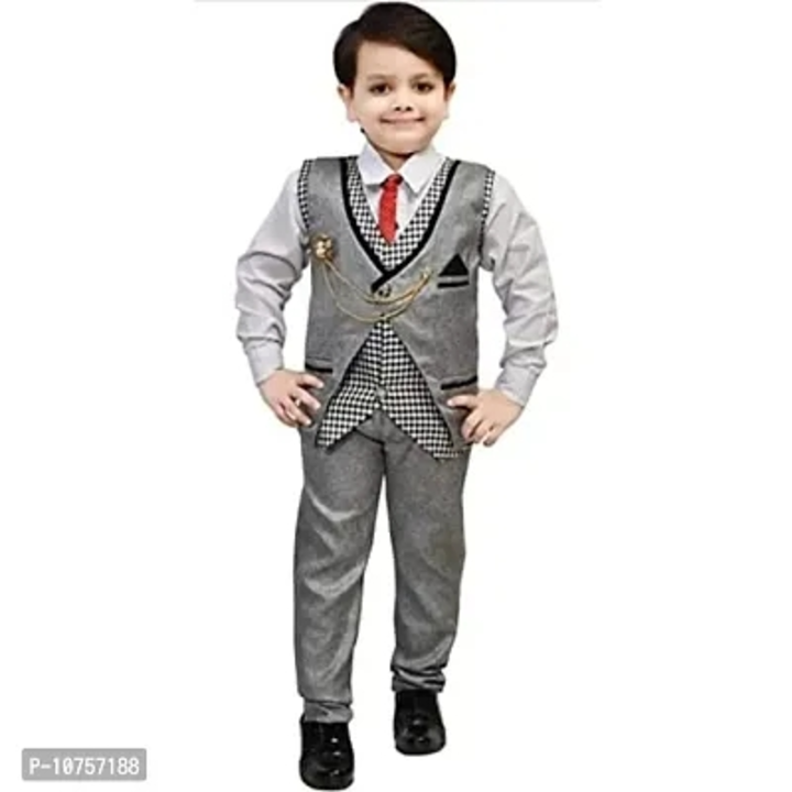 R.J POINT Cotton Blend 3 Piece Waistcoat Suit for Kids Boys Jacket Pant Bow and Shirt Set Ideal for  uploaded by business on 8/2/2023