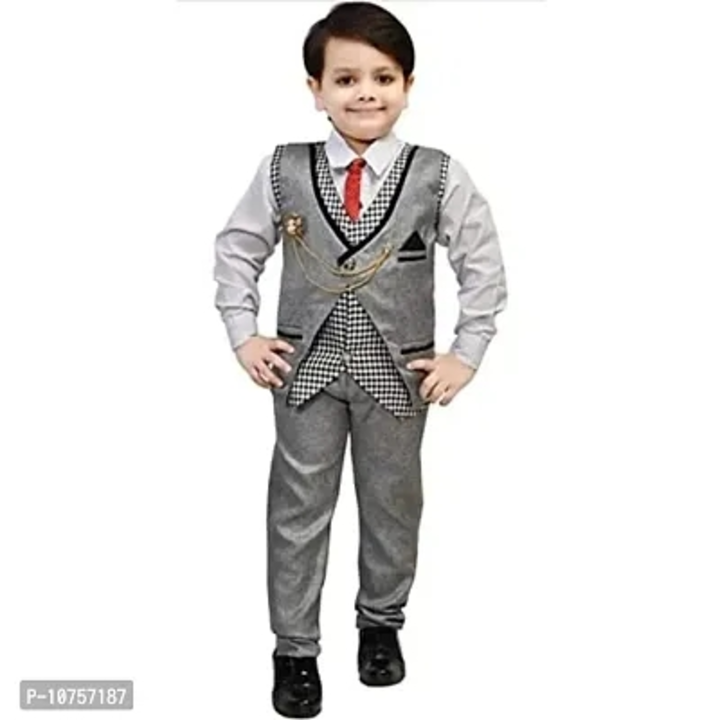 R.J POINT Cotton Blend 3 Piece Waistcoat Suit for Kids Boys Jacket Pant Bow and Shirt Set Ideal for  uploaded by Prince Tiwari on 8/2/2023