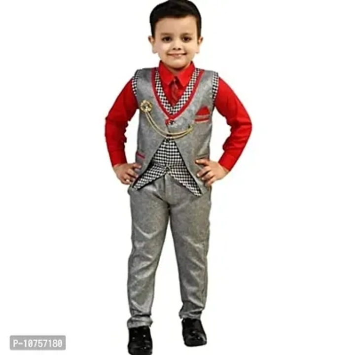 R.J POINT Cotton Blend 3 Piece Waistcoat Suit for Kids Boys Jacket Pant Bow and Shirt Set Ideal for  uploaded by Prince Tiwari on 8/2/2023